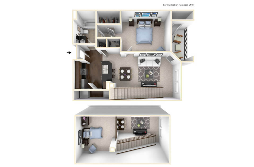 1 Bedroom 1 Bath 865 Sq Ft